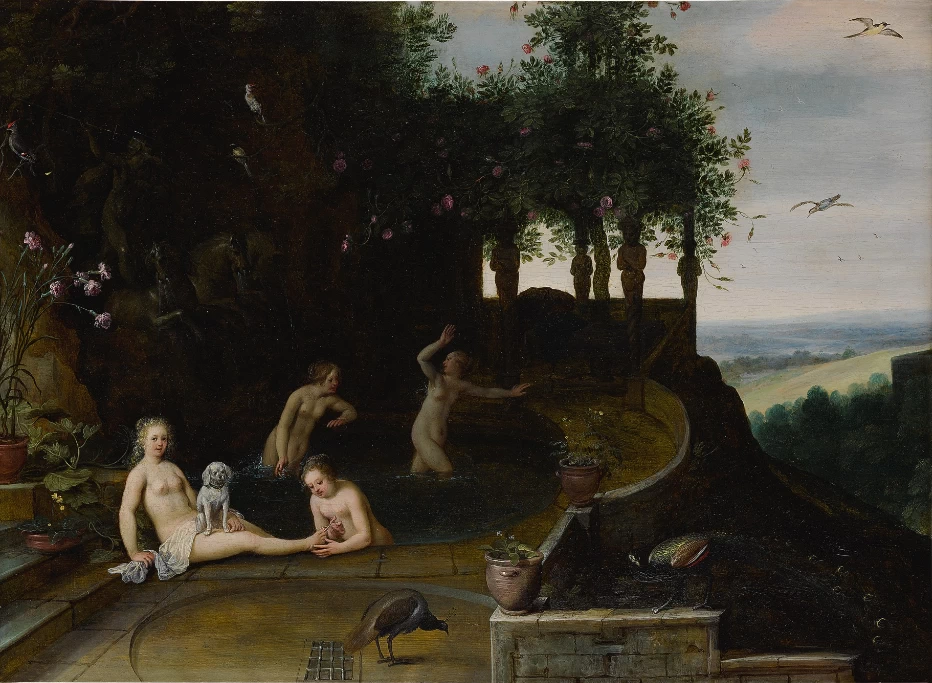 Diana e le sue ninfe che fanno il bagno - attribuito